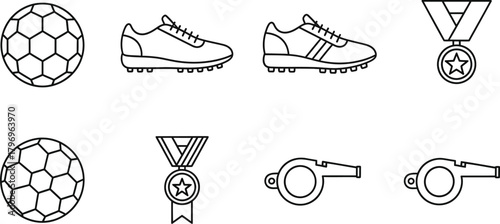 Games icons in minimal thin outline style