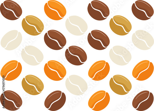 Minimal coffee bean illustrations in alternating shades of brown creating a smooth repeating