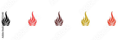 fire icon set, warnings, heat, and energy concepts