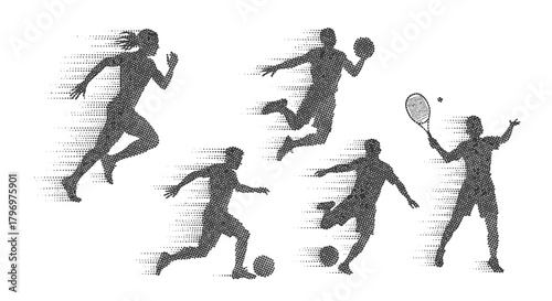 Silhouetted athletes in action, showcasing various sports with dynamic motion and energy.