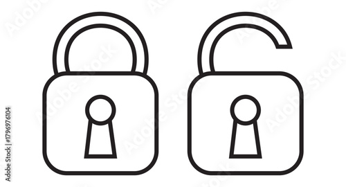 Lock icon set. privacy icon , secure private security icons - padlock icon button - Keyhole icon, Door key hole button. editable stroke