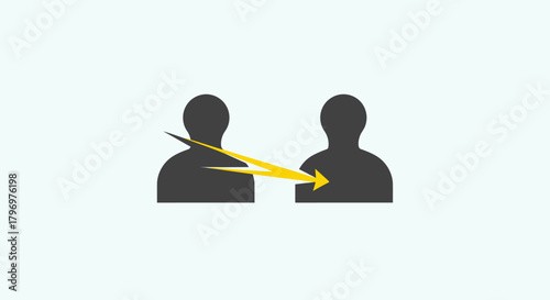 Two silhouettes representing people, with a lightning bolt connecting them, symbolizing communication.