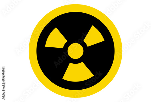 Nuclear radiation warning yellow circle sign