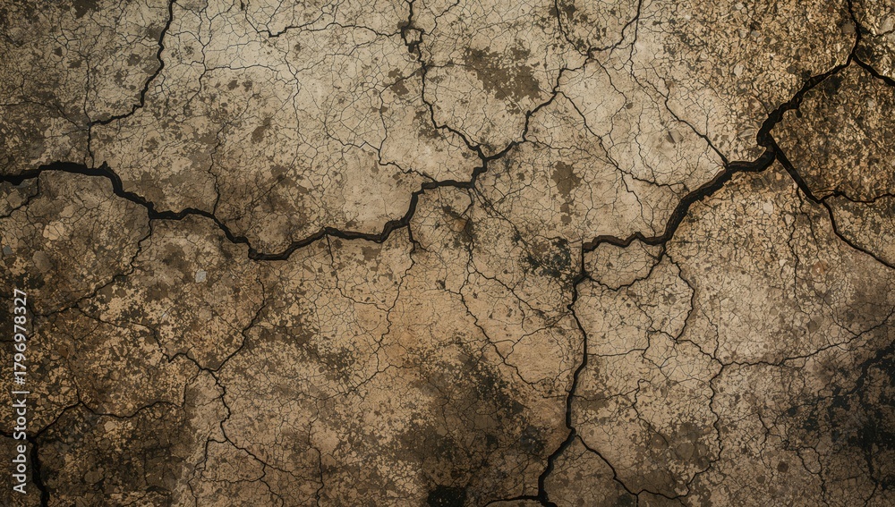 Fototapeta premium Common natural phenomenon, earth surface cracking, erosion risk