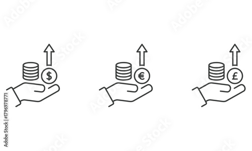 Hand holding digital currency upwards