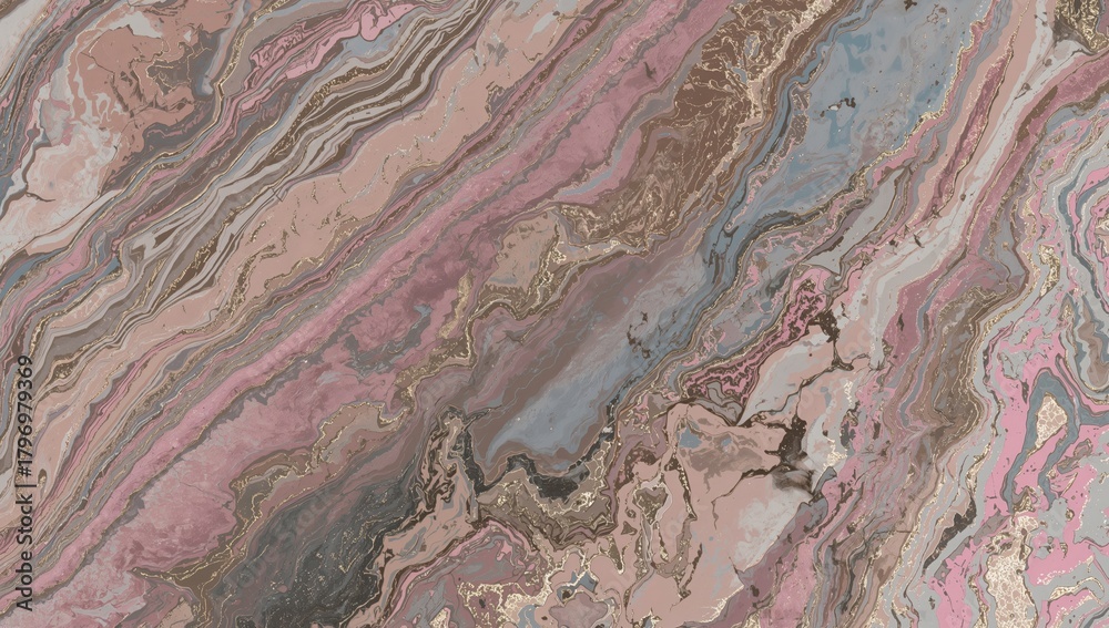 Fototapeta premium Seamless marble texture in shades of silver, brown, gold, and pink, suitable for editorial backgrounds