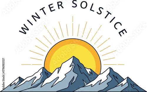 Winter Solstice with Mountains and Sun