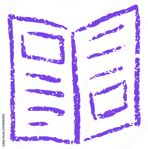 Hand drawn newspaper or magazine rough texture vibrant sketch vector illustration, grunge crayon doodle news icon for reading, information, article, or journalism concept