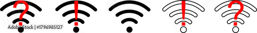 wifi and wireless problem icon , internet error connection warning icon - wi-fi signal sign with exclamation mark symbol