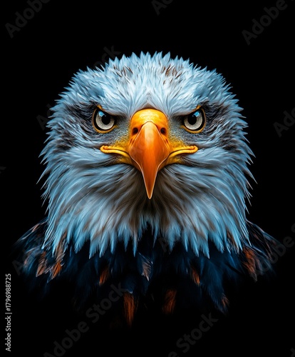 Majestic Bald Eagle With Fierce Eyes Showcasing Its Power and Beauty in a Str...