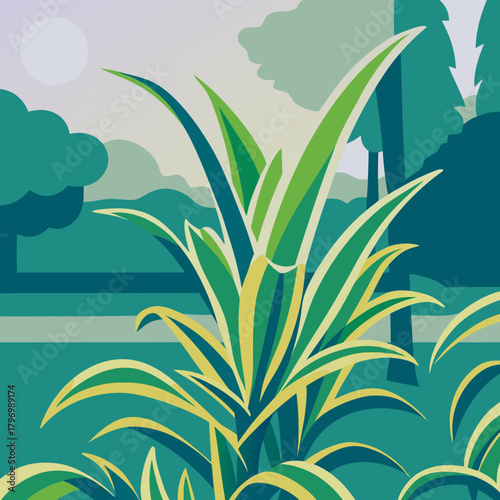 Garden Leaf Cluster - Vibrant Green Plant Growth Display with Soft Outdoor Atmosphere and Lush Natural Surroundings