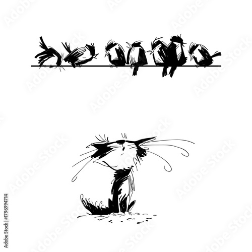 Cats and birds share an amusing moment on a sunny day at the park