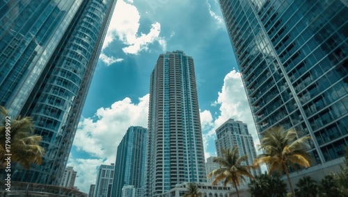High-rise buildings in a bustling urban area, reflecting urban density