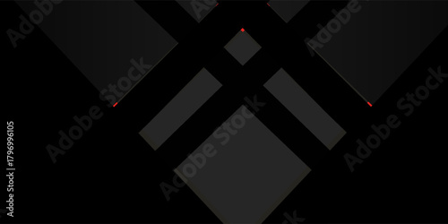 Dark Abstract Geometric Design With Interlocking Black Shapes And Subtle Red Accents For Modern Tech