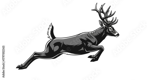 Graceful Leap A Captivating Illustration of a Deer Mid-Jump