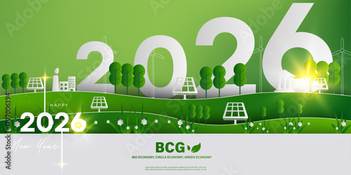 green ecology concept  2026 new year  greetings