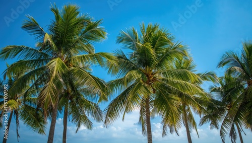 Wallpaper Mural Coconut trees against a bright blue sky, seasonal change Torontodigital.ca