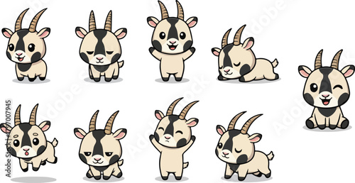 vector illustration of oryx funny cute cartoon mascot character cartoon with 9 poses 02