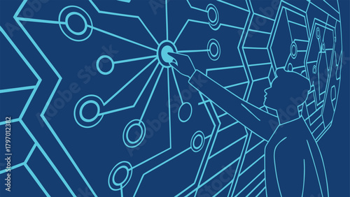 Business Analyst Examining Data Growth with Target and Chart Illustration