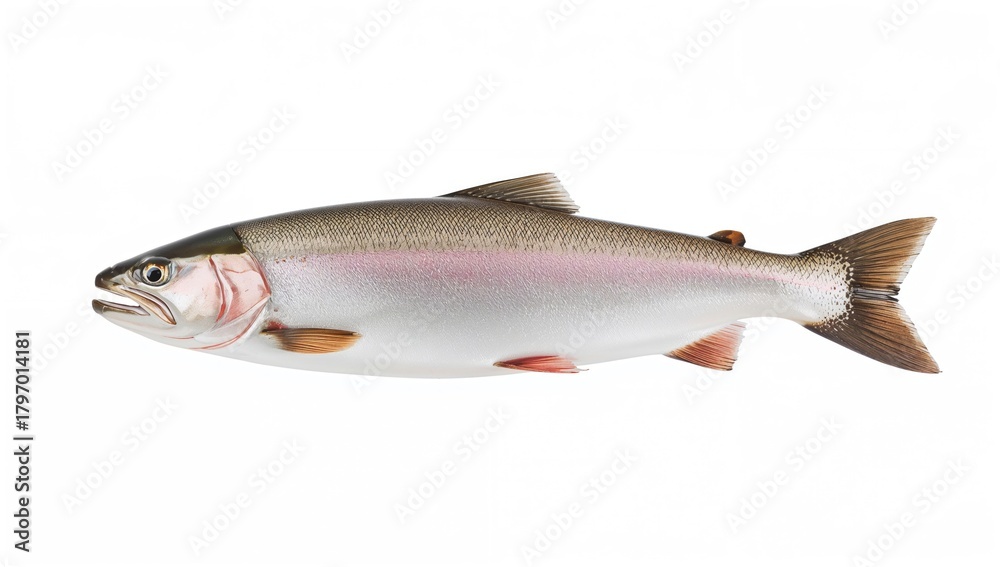 Obraz premium Trout fish without head isolated on white surface, protein-rich meal