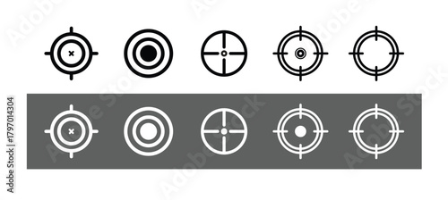 Gun target icons in minimalistic thin line strokes designs eps 10