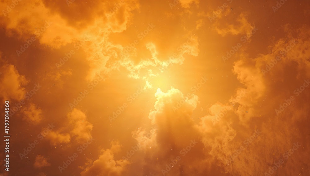 Fototapeta premium A vast summer sky filled with golden light and wispy clouds, seasonal change