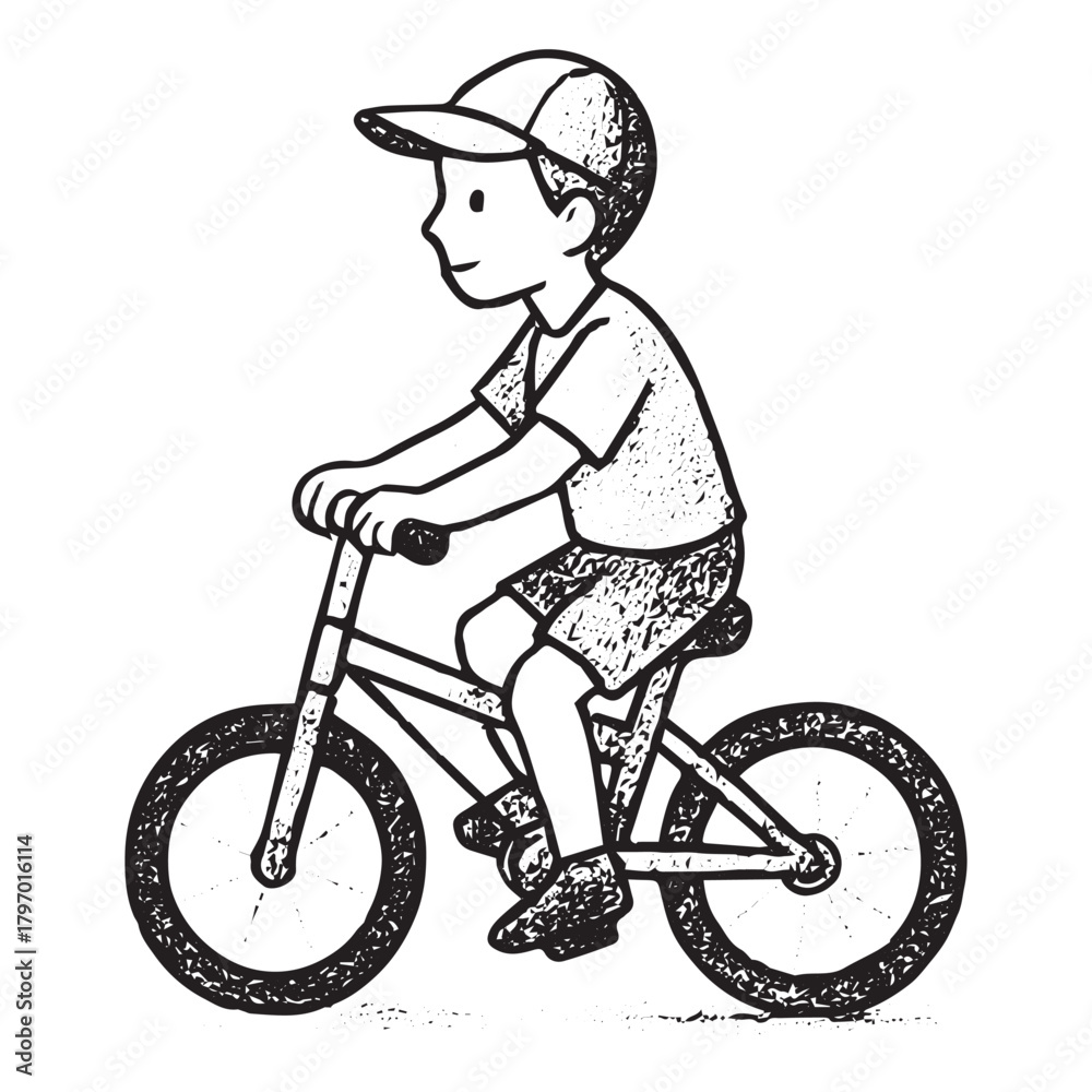 Fototapeta premium boy riding a bike