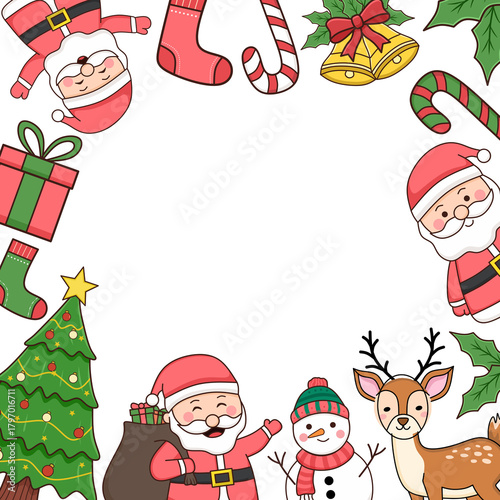 christmas border frame with santa claus