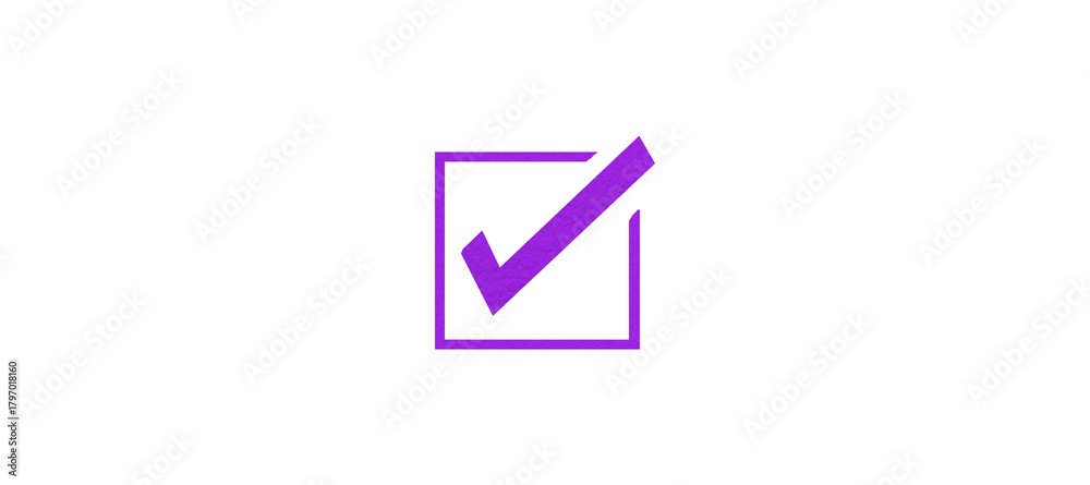 Fototapeta premium Purple check mark isolated on transparent background.