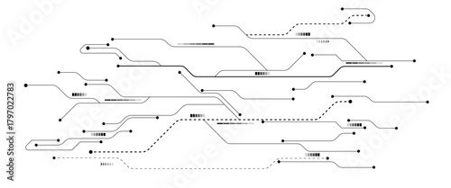 Abstract digital technology futuristic internet network speed connection white and black background.