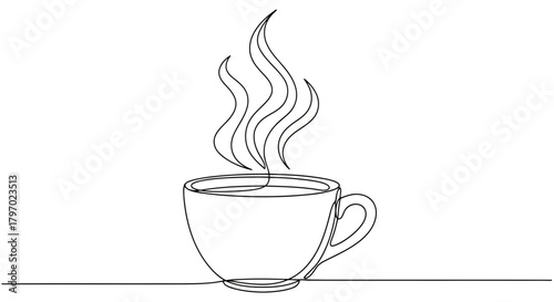 Vector illustration of hot coffee cup with steam