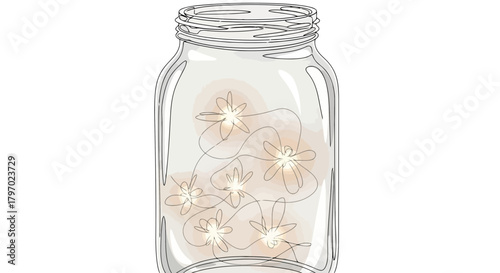 Vector illustration of jar with fairy lights