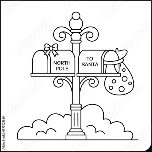 Whimsical north pole illustration featuring festive elements and holiday cheer perfect for winter designs