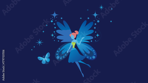 Magical fairy with delicate wings and twinkling stars, a whimsical design bringing enchantment and childlike wonder to any creative project