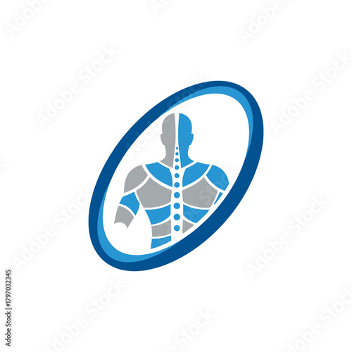 Chiropractic logo template featuring a human spine in an oval shape, perfect for healthcare and medical businesses