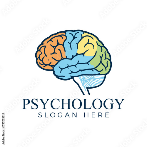 Colorful brain logo design for psychology clinic, representing mental health and cognitive function