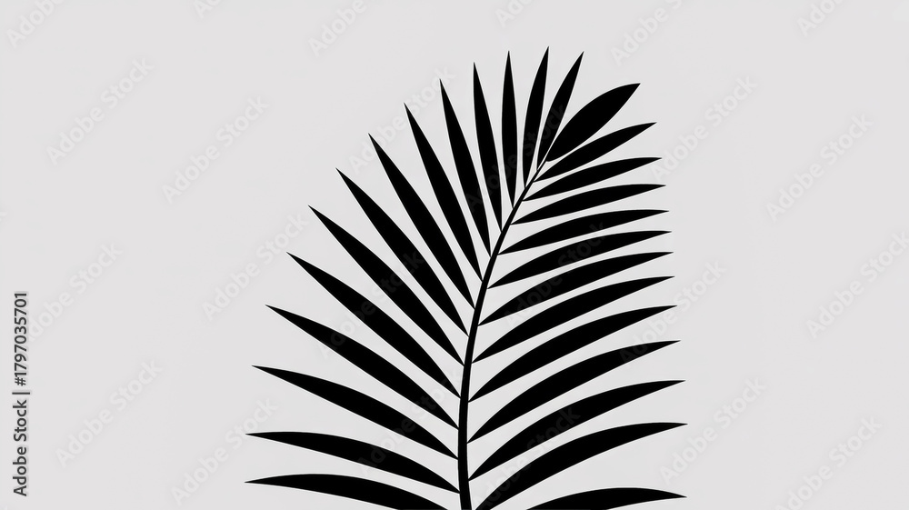Fototapeta premium Black palm leaf silhouette