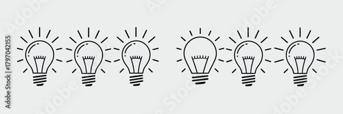 Idea light bulb symbol vector artwork expressing creativity, inspiration, innovation concepts and bright thinking elements ideal for digital design, branding and presentation graphics.