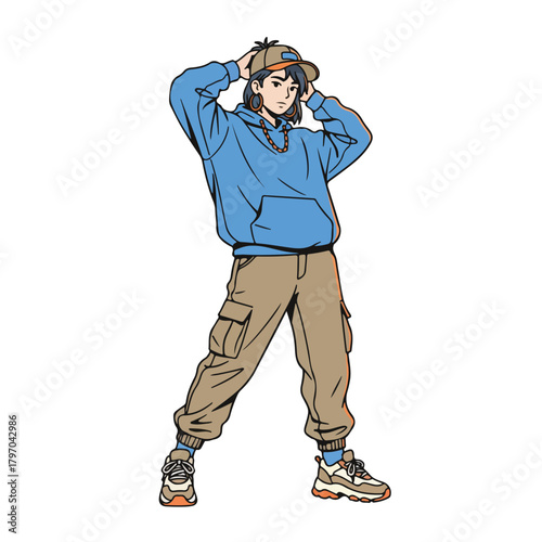 an artist posing during a photoshoot