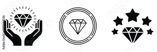 Value diamond badge icon artwork representing quality, premium recognition, trust marks and valuable branding elements in modern vector style for business and marketing designs.