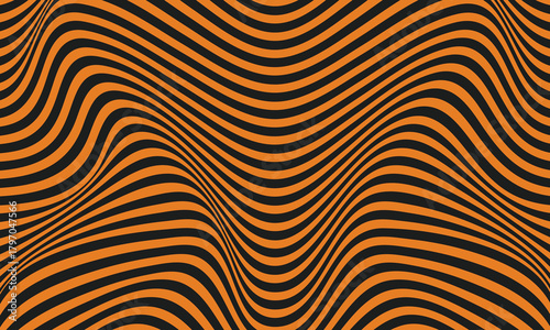 Abstract wavy lines pattern with orange and brown stripes creating a mesmerizing optical illusion effect