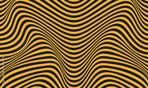 Abstract wavy optical illusion pattern with brown and yellow stripes creating a hypnotic visual effect