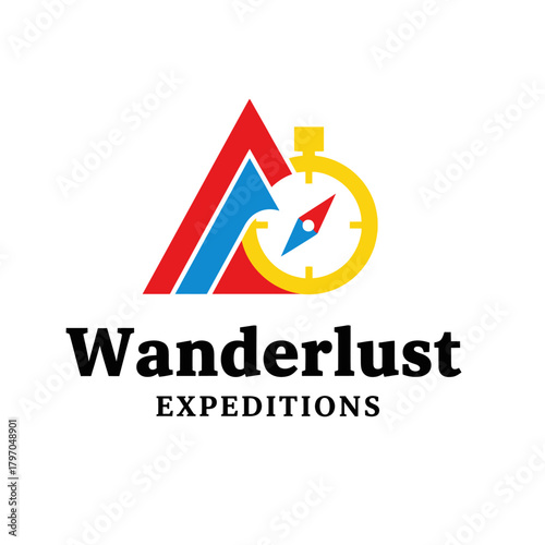 Colorful logo featuring a compass, a mountain-like shape, and the text "Wanderlust Expeditions
