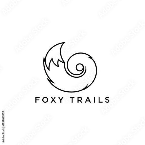 A minimalist logo featuring a stylized fox tail in a spiral shape, accompanied by text below