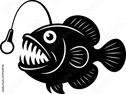 Angler fish silhouette vector illustration