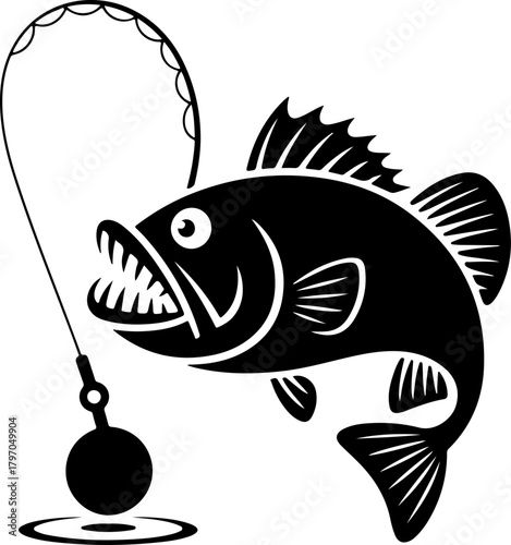 Angler fish silhouette vector illustration