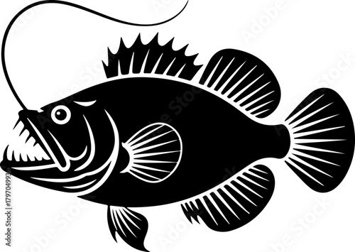 Angler fish silhouette vector illustration
