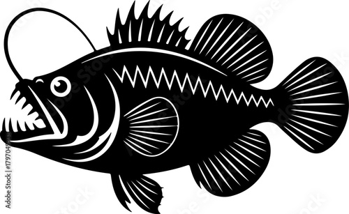 Angler fish silhouette vector illustration
