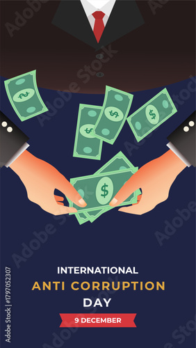International anti corruption day flyer illustration