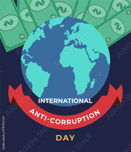 International anti corruption day flyer illustration